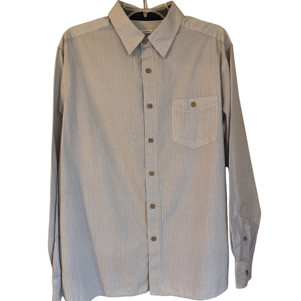 Moda Campia Moda‎ Mens Gray Button Down Shirt Long Sleeve Cotton Size L